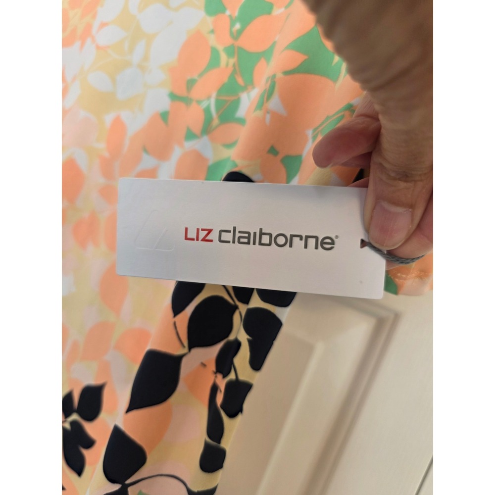 Liz Claiborne Petite Medium PM Papaya Leaf Keyhole Knit Top Elbow Sleeve NWT - Picture 4 of 11